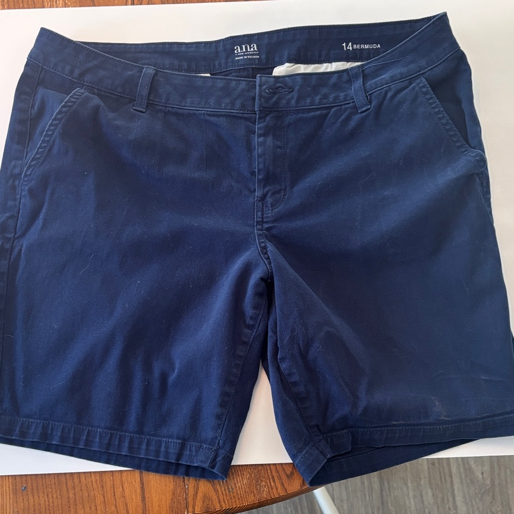 a.n.a Women's Navy Bermuda Shorts